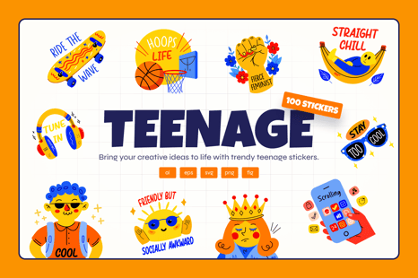 Teenage Stickers Set - Graphics