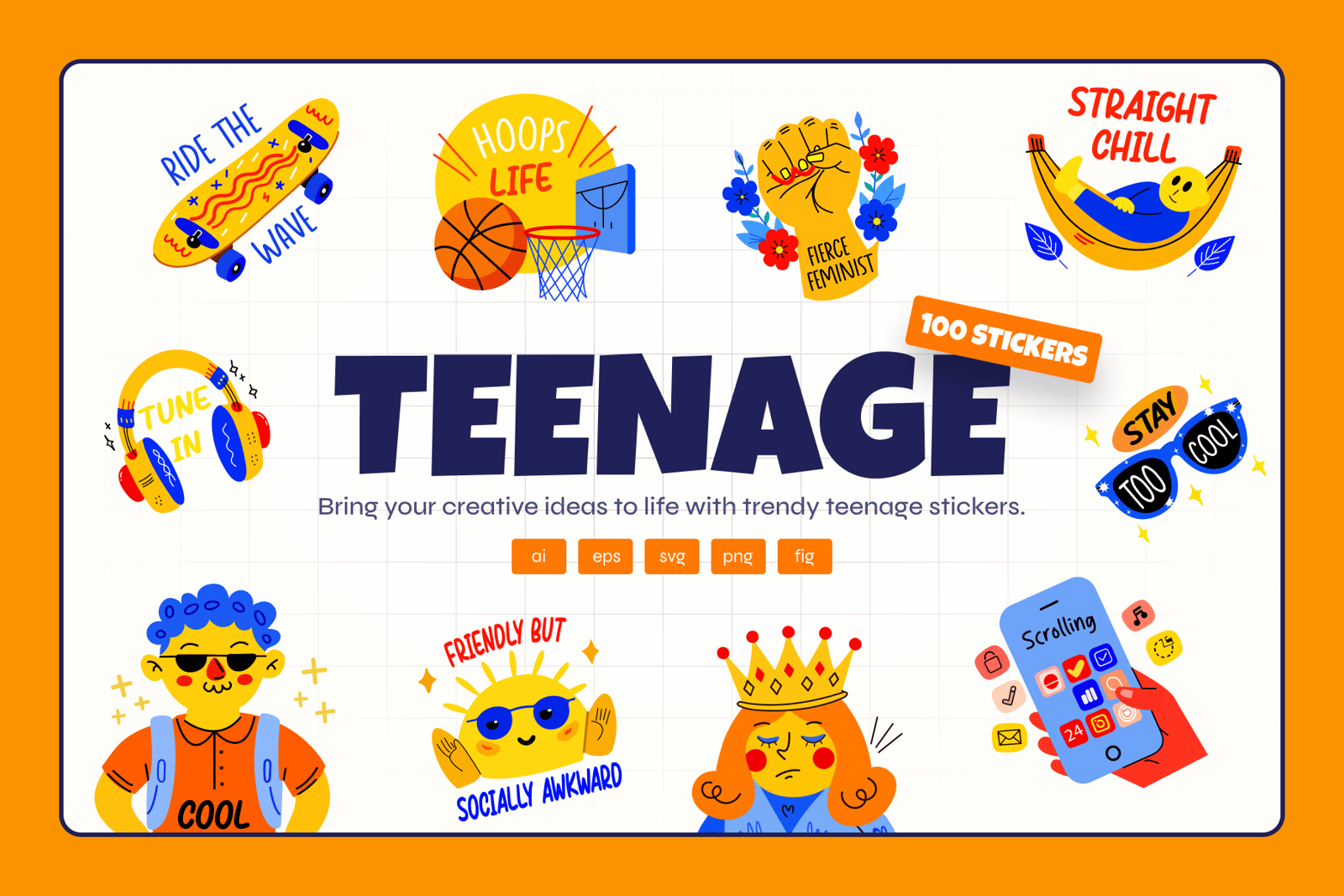 Teenage Stickers Set