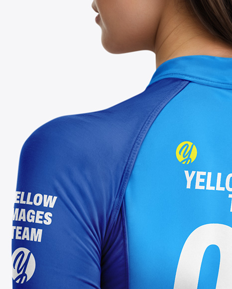 Young Woman Wearing Raglan Cycling Suit Mockup