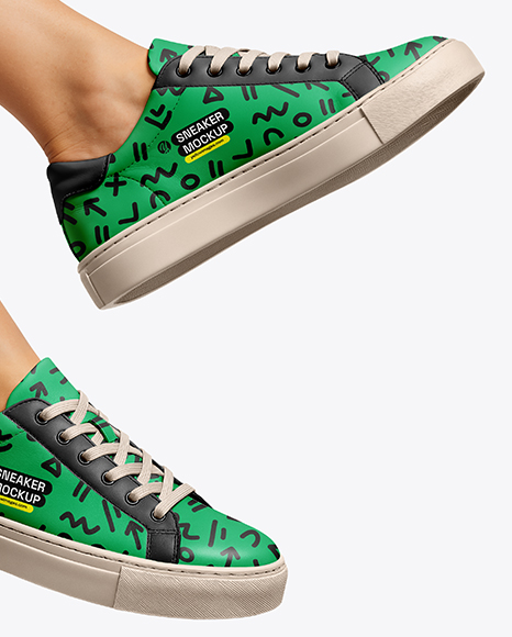 Pair of Sneakers on Woman's Legs Mockup