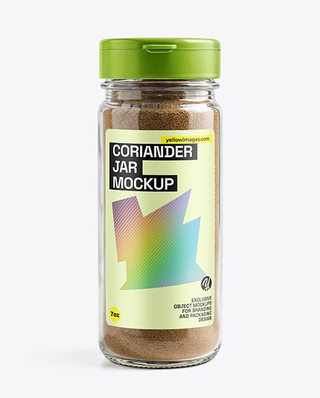 Glass Jar with Grounded Coriander Mockup - Realistic mockups