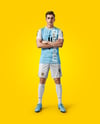 Soccer Player Wearing Jersey and Shorts Mockup