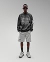 Young Black Man Wearing Oversize Sweatshirt and Shorts Mockup
