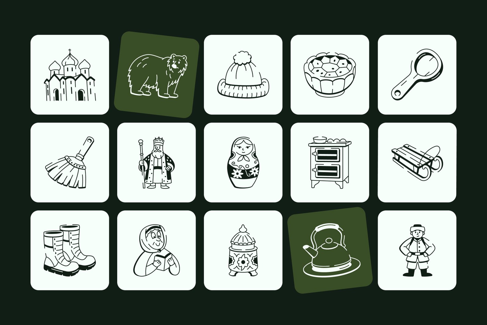 Russian Doodle Icon Set