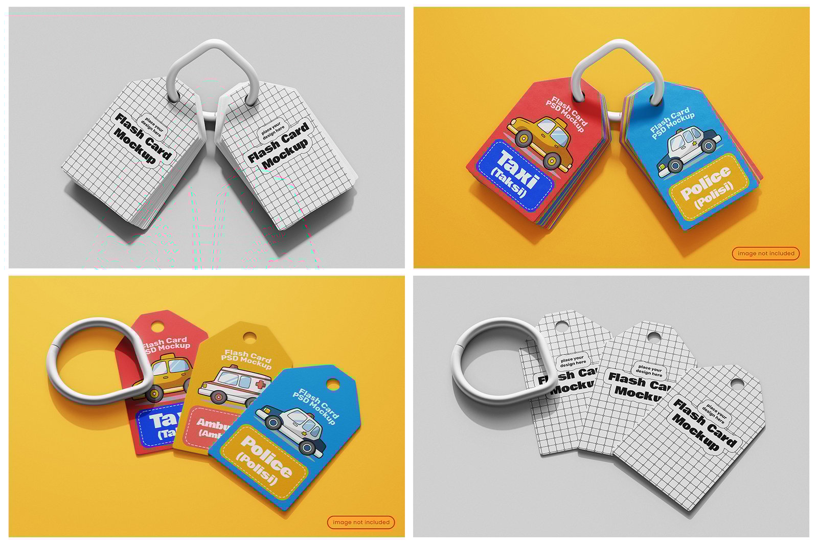 Educational Flash Card PSD Mockup Set