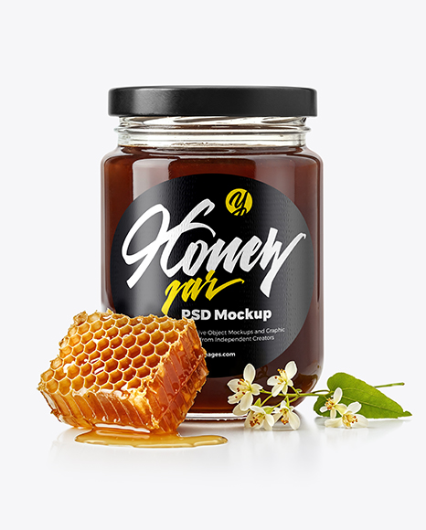Clear Glass Jar with Buckwheat Honey Mockup