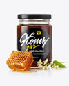 Clear Glass Jar with Buckwheat Honey Mockup