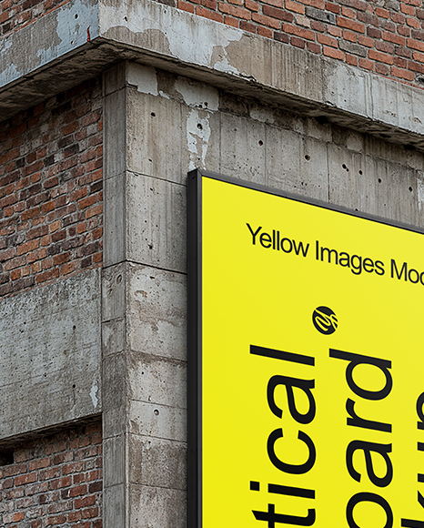 Outdoor Vertical Billboard on a Building Mockup