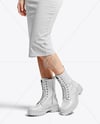 Combat Boots on Women's Legs with Dress Mockup