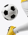 Woman Wearing Soccer Jersey and Shorts Mockup