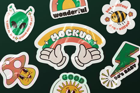 Wrinkled Sticker Mockup - Stationery Mockups