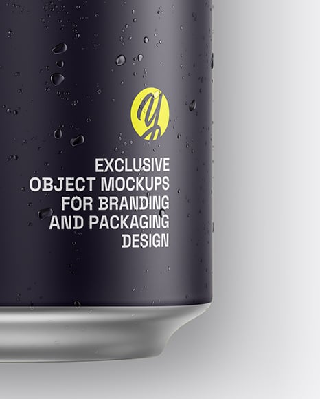 330ml Matte Drink Can with Drops Mockup