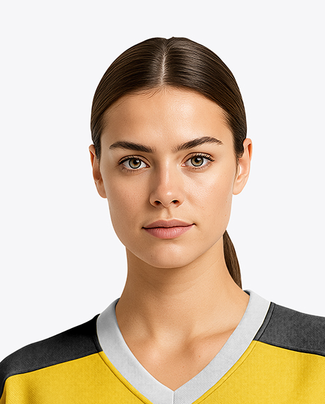Woman Wearing Ice Hockey Jersey Mockup