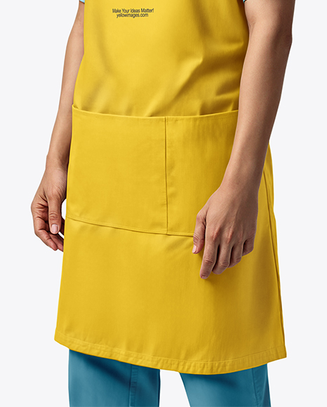 Asian Man Wearing Apron and Short Sleeve Shirt Mockup