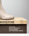Women's High-Knee Boot on Shoe Box Mockup