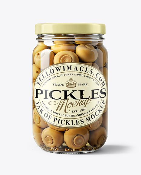 Glass Jar with Champignons Mockup - Realistic mockups