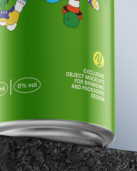 8.5oz Aluminium Can with Matte Finish on the Block Mockup