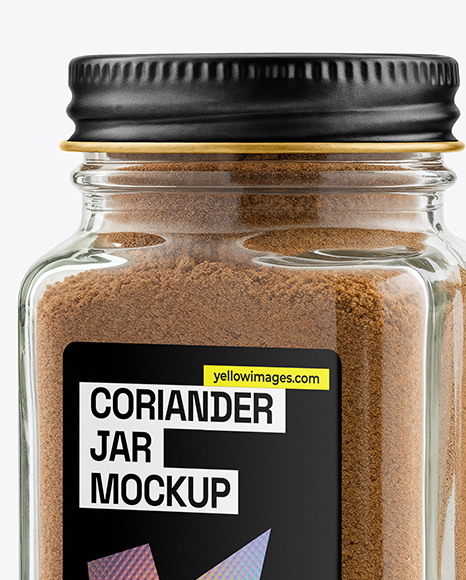 Square Glass Jar with Grounded Coriander Mockup