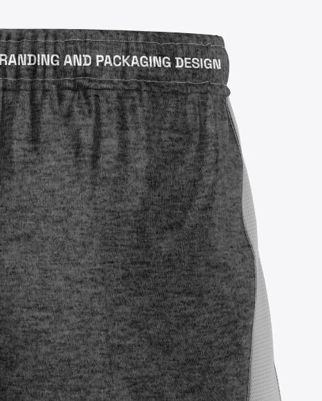 Heather Shorts Mockup - Back Half Side View