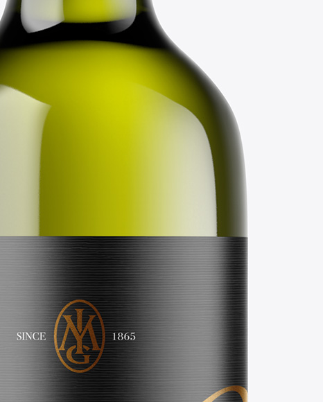 Green Glass White Wine Bottle Mockup