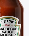 Glass Bottle with Barbecue Sauce Mockup