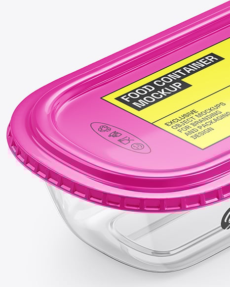 Clear Plastic Container with Glossy Plastic Lid Mockup