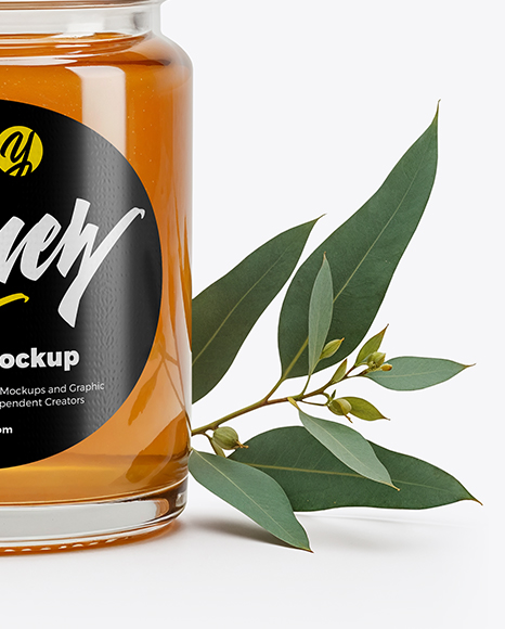 Glass Jar with Eucalyptus Honey Mockup
