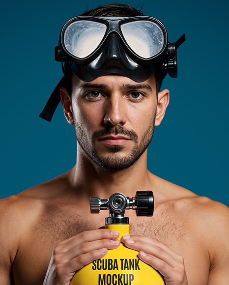 Man with Scuba Diving Tank Mockup