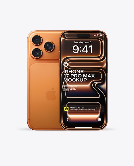 Two iPhone 17 Pro Max Cosmic Orange Mockup - Iphone x mockup