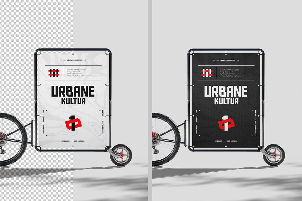 Advertising Bicycle Trailer Mockup