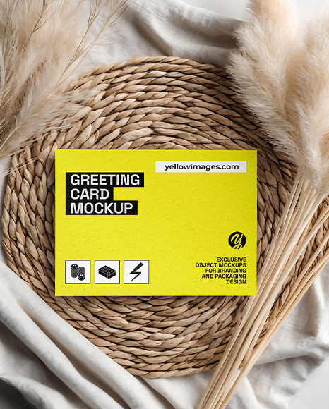 Greeting Card on a Woven Placemat Mockup - Postcard