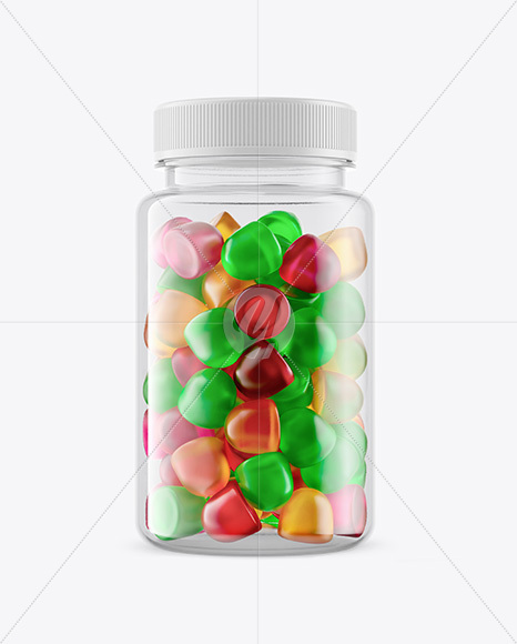 Plastic Bottle with Gummies Mockup