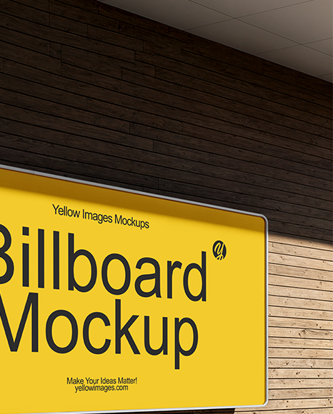 Outdoor Billboard on Wooden Wall Mockup