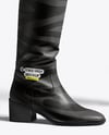 Pair of High-Knee Boots on Women's Legs with Dress Mockup