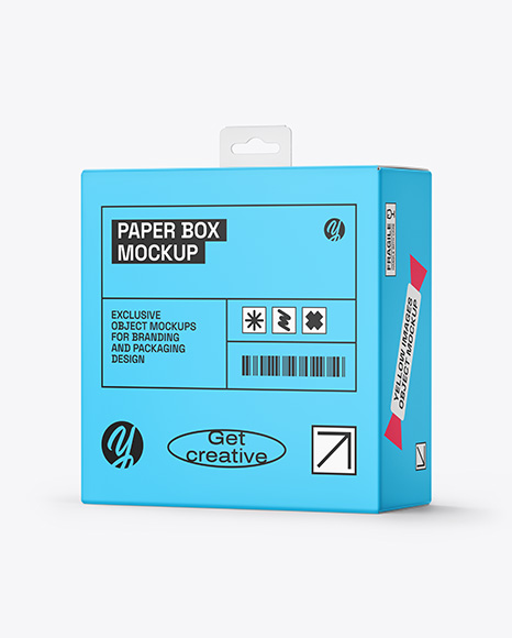 Matte Paper Box w Hang Tab Mockup - Matte+Paper+Carton+Gift+Box+Mockup+In+Box+Mockups+On+Yellow+Images+Object+Mockups