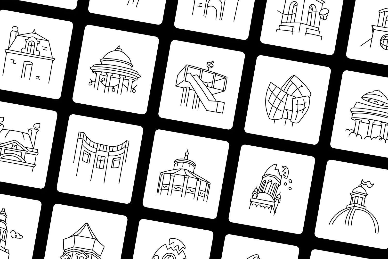 Paris Landmark Icon Set