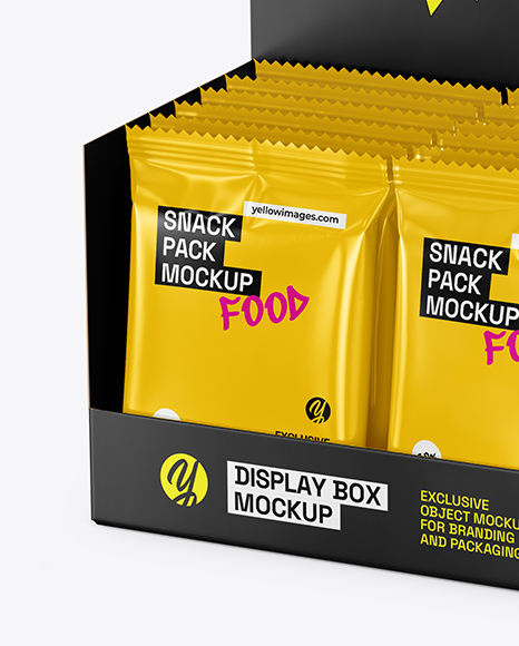 Display Box with Glossy Snacks Mockup