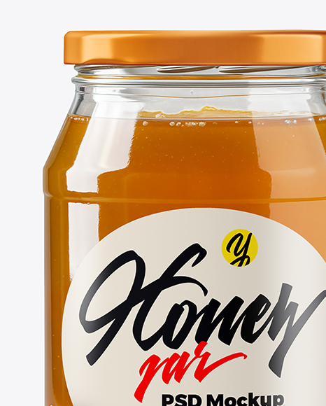 Clear Glass Jar with Clover Honey Mockup