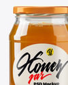 Clear Glass Jar with Clover Honey Mockup