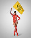 Woman Wearing Bodysuit with Flag Mockup