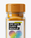 Clear Glass Square Jar with Curry Mockup