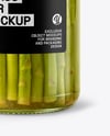 Glass Jar with Pickled Asparagus Mockup