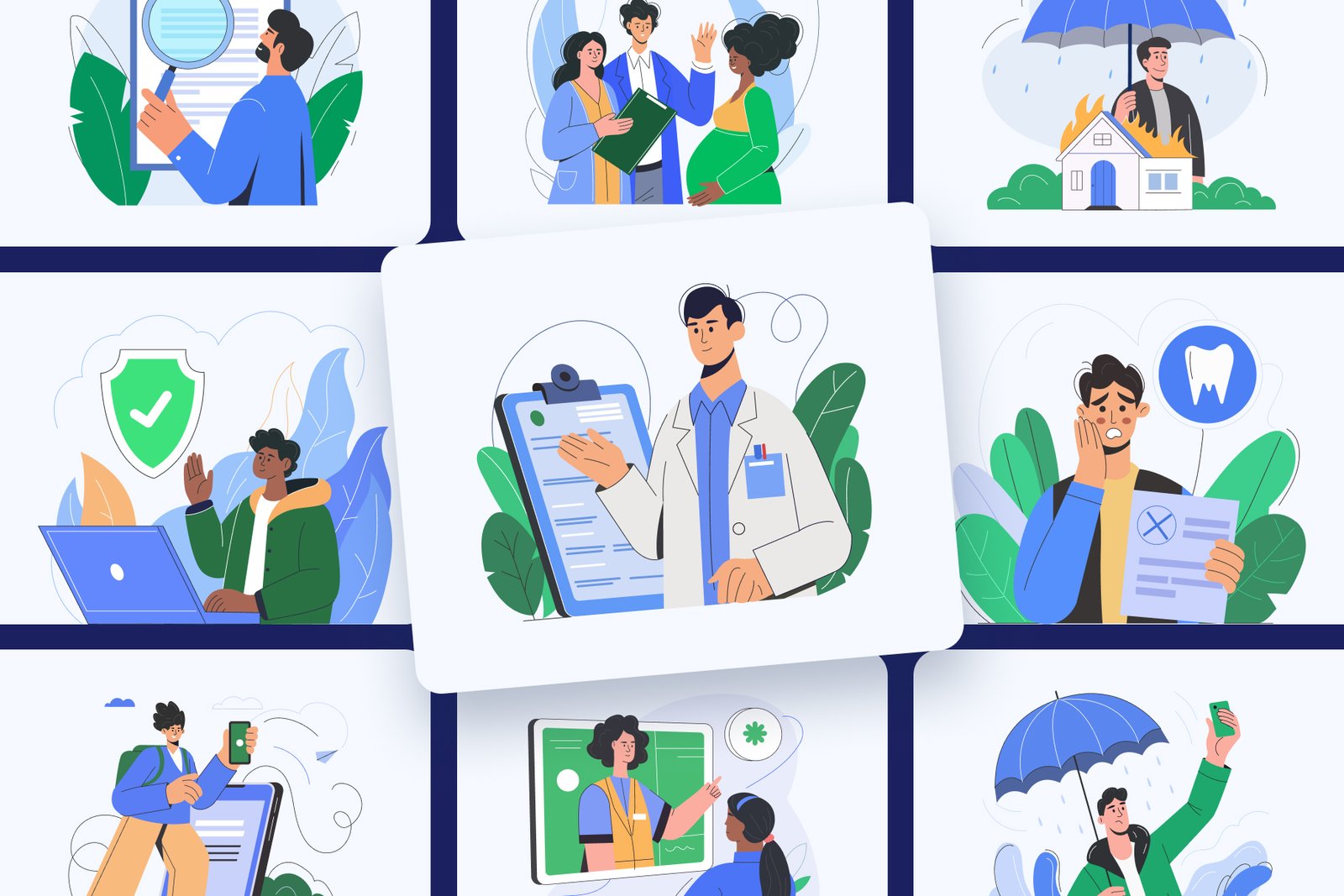 Insurance Illustration Art Set