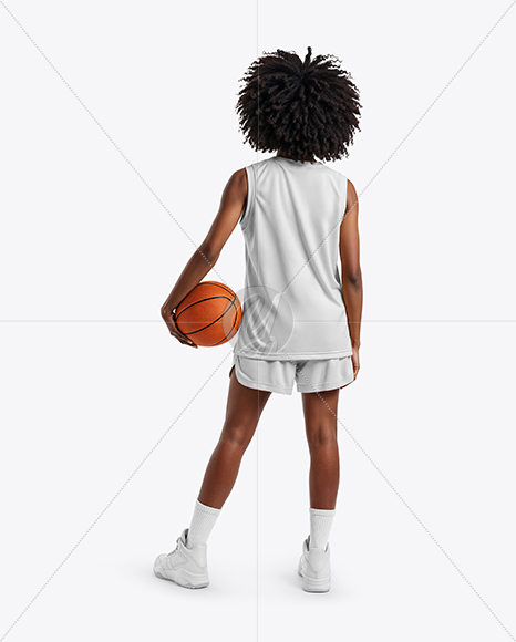Afro-American Female Basketball Player Wearing Full Basketball Uniform Mockup