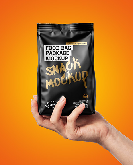 Matte Food Bag in a Hand Mockup