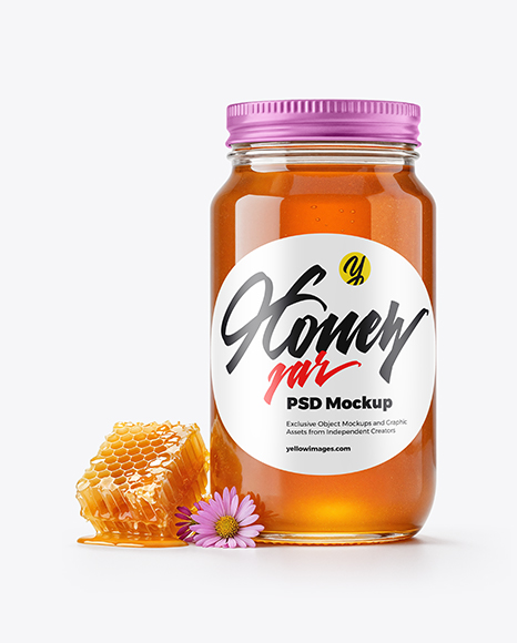 Glass Jar with Wildflower Honey Mockup - Standard glass jar mockups