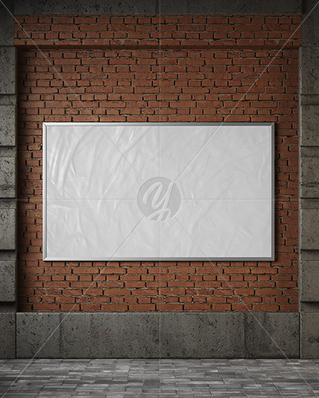Billboard on a Brick Wall Mockup
