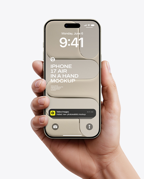 iPhone 17 Air Light Gold in a Hand Mockup - Iphone x mockup