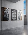 Three Framed Posters on Concrete Wall Mockup