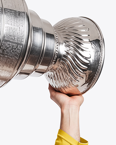 Ice Hockey Player with Stanley Cup Mockup